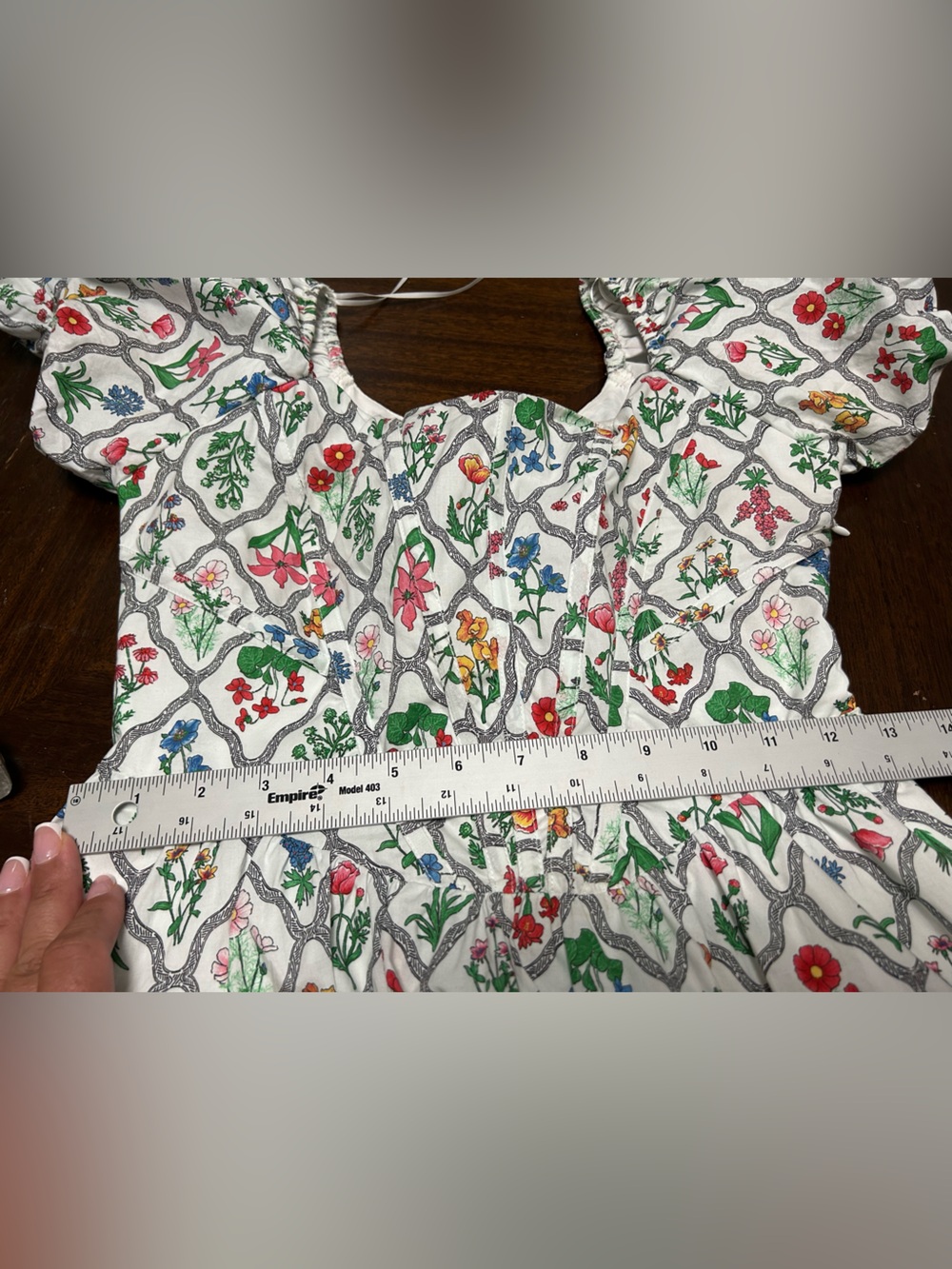 Moon River  Floral Milkmaid Puff Sleeve Midi Dress S Cotton Cottagecore - Picture 12 of 12